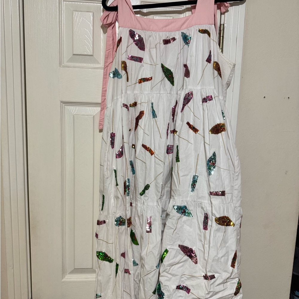 QUEEN OF SPARKLES Drink Umbrella Sequin Maxi Dress